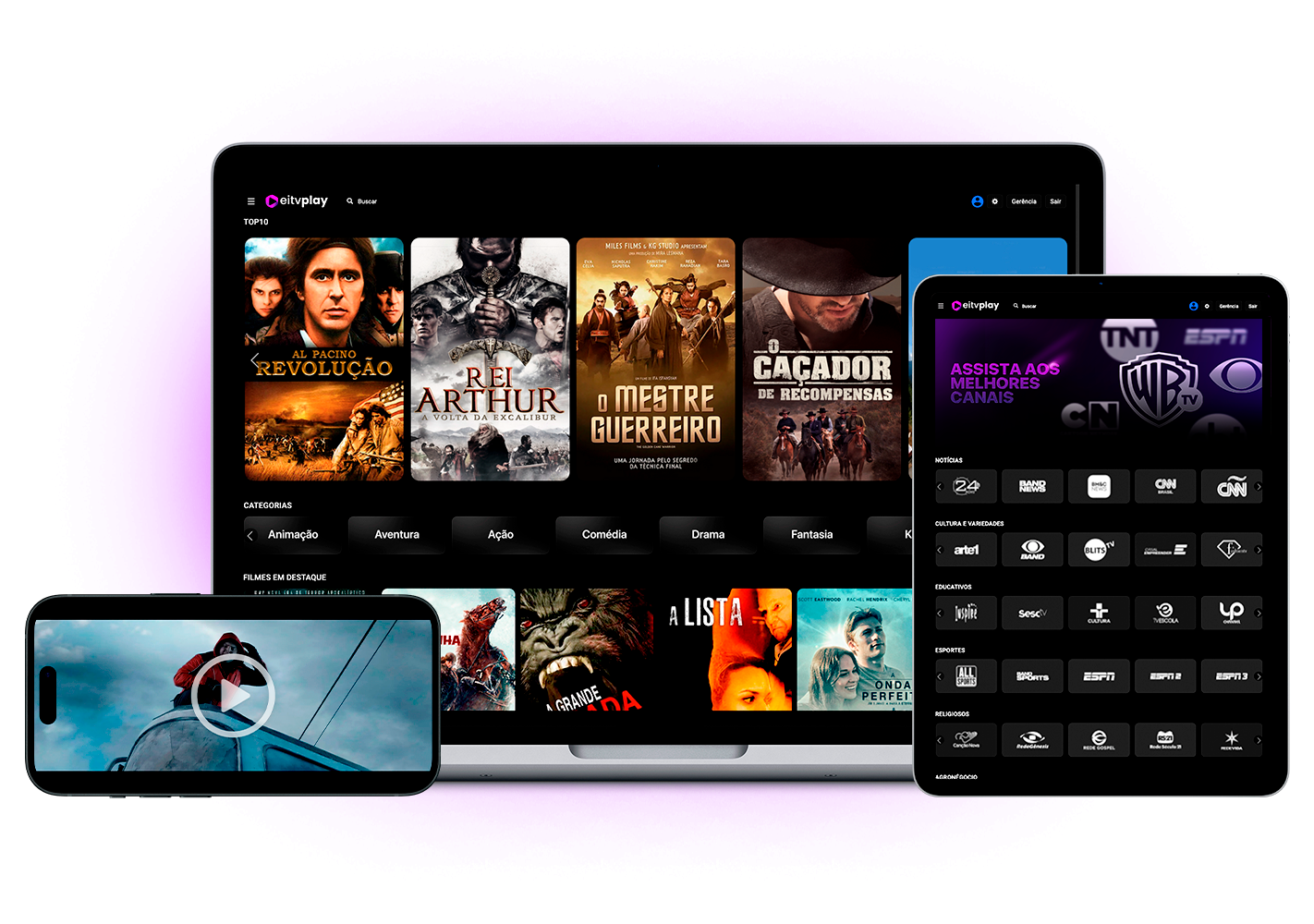 mockup da plataforma eitvplay sva produto digital