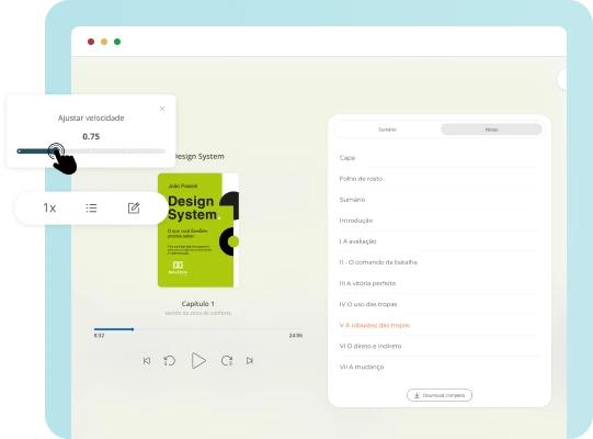 tela mostrando o audio player vialivros